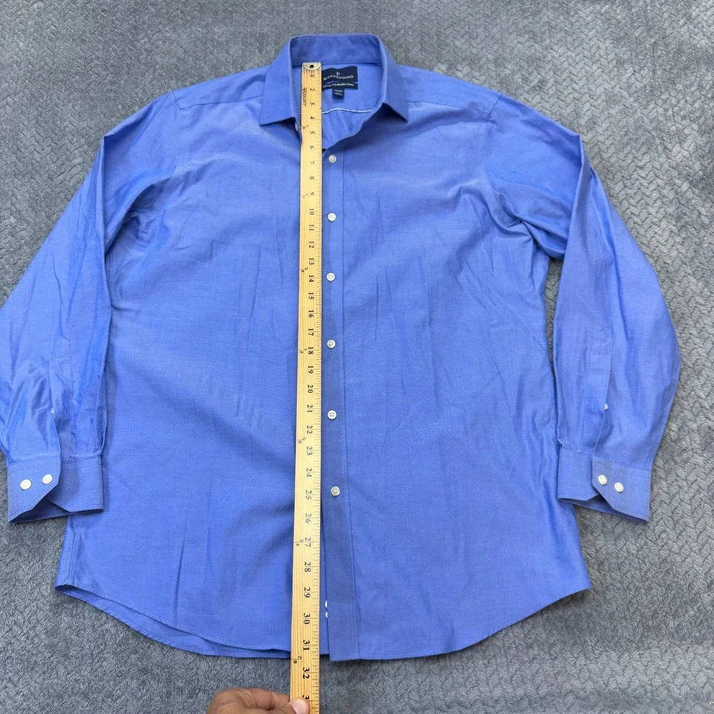 Buttoned Down Dress Shirt Mens 16.5 34 Tailored Fit Blue Cotton Solid LS